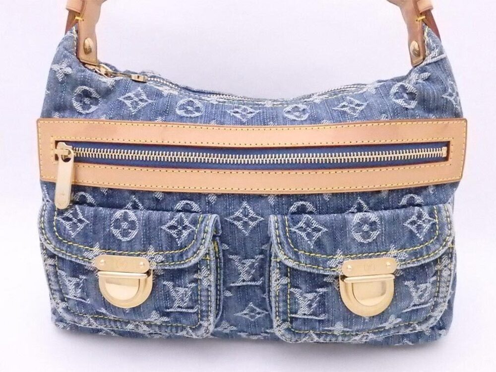 Louis Vuitton Blue Denim Bag Monogram Baggy Gold Shoulder Blue Gold